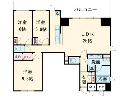 サンジョイアゼロ(3LDK/8階)の間取り写真