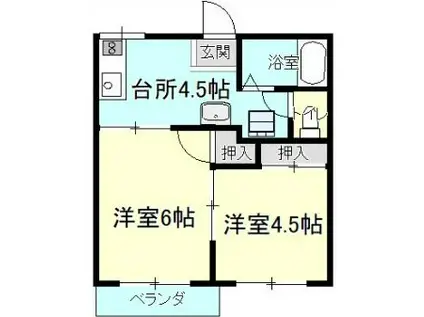 フォーブルパレス(2DK/1階)の間取り写真