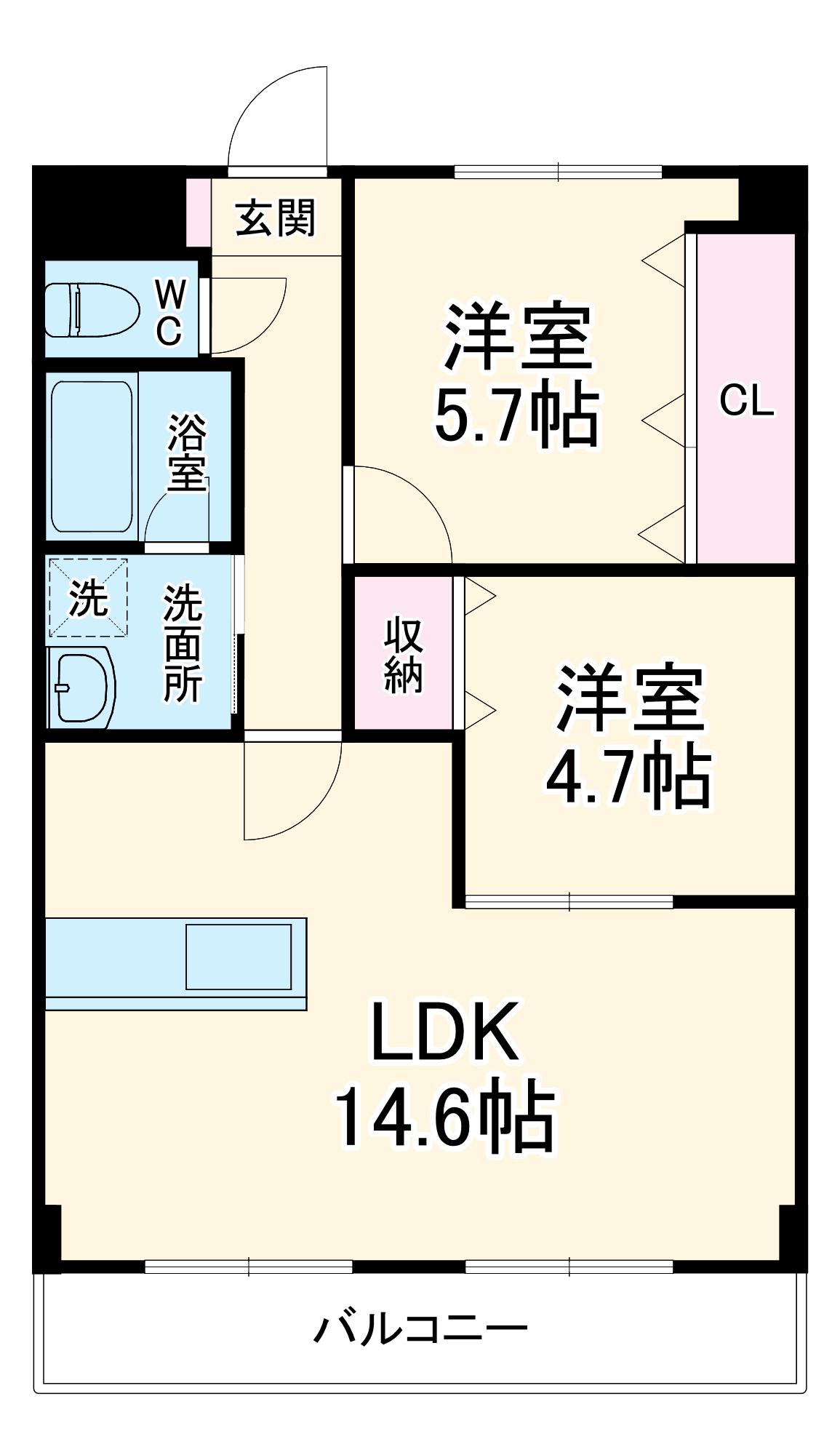 マカリイ(2LDK/6階)の間取り写真