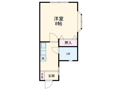 ヒルトップⅢ(1K/1階)の間取り写真