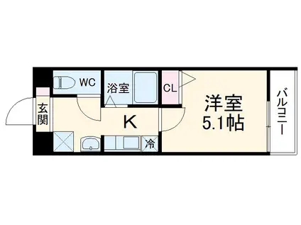 アサヒレジデンス(1K/1階)の間取り写真