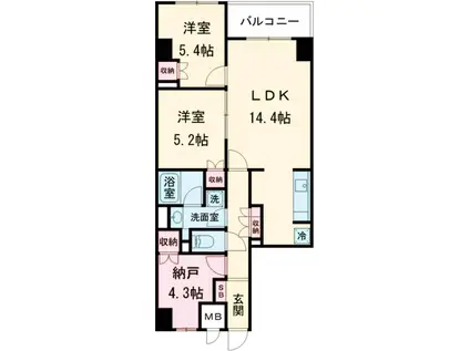 サンジョイアゼロ(2SLDK/5階)の間取り写真