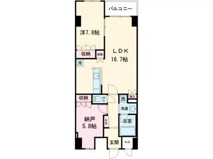 サンジョイアゼロ(1SLDK/5階)の間取り写真