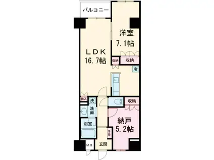 サンジョイアゼロ(1SLDK/5階)の間取り写真