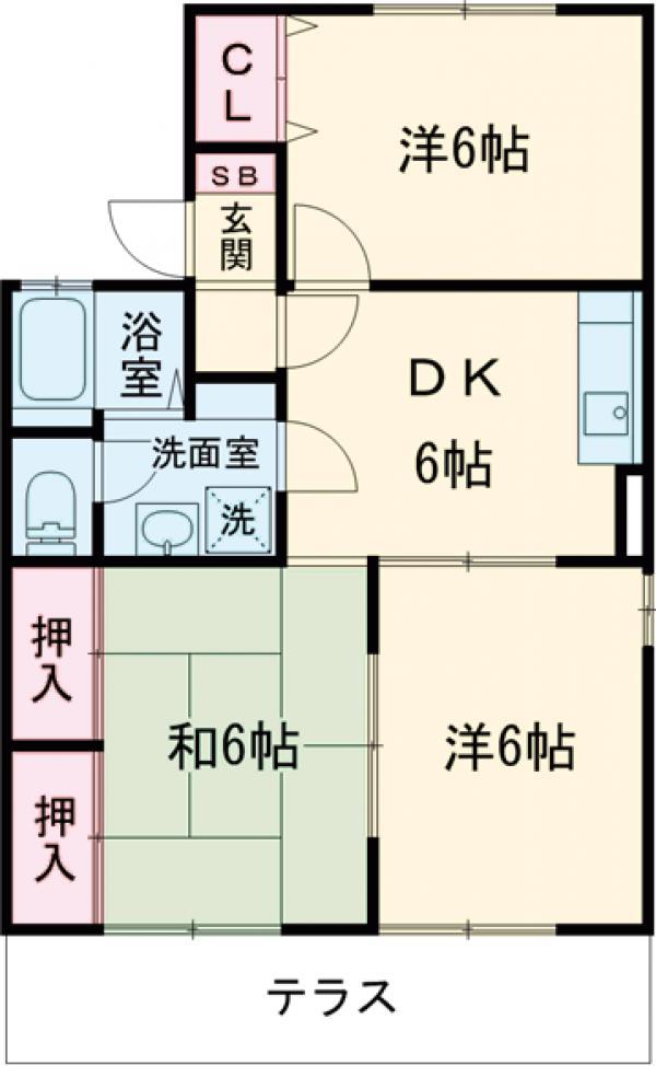エスポワールB(3DK/1階)の間取り写真