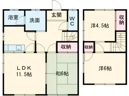 両毛線 栃木駅 徒歩14分 2階建 築37年(3LDK)の間取り写真