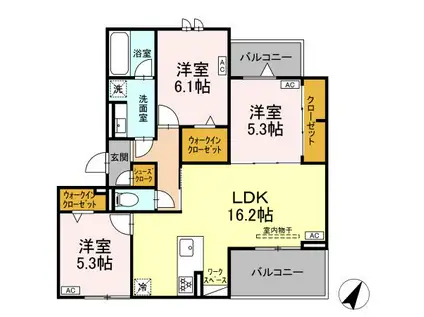 D-AVANCE 東脇(3LDK/3階)の間取り写真