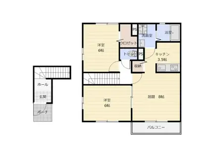 メゾン・ルネサンスA棟(1LDK/2階)の間取り写真