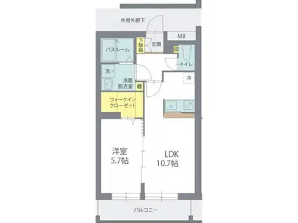 グリーンヒルズ ウエストⅠ(1LDK/3階)の間取り写真