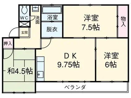 ワイズタウン 2棟(3DK/4階)の間取り写真