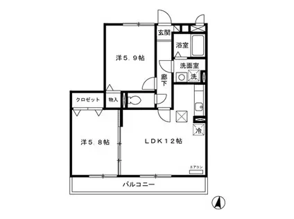 グレースヒルズⅡ(2LDK/1階)の間取り写真