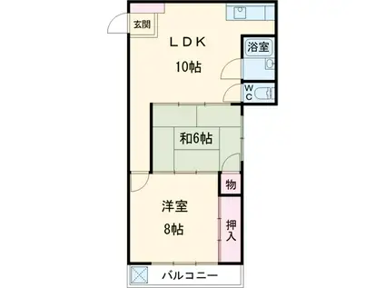 瑞穂ビル(2LDK/5階)の間取り写真