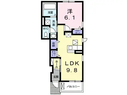 ニューサンパークⅡ(1LDK/1階)の間取り写真