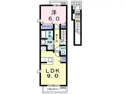 バーミィFⅡ(1LDK/2階)の間取り写真
