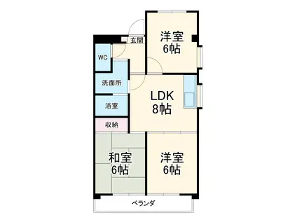 シャトーレ滝ノ水(3DK/1階)の間取り写真