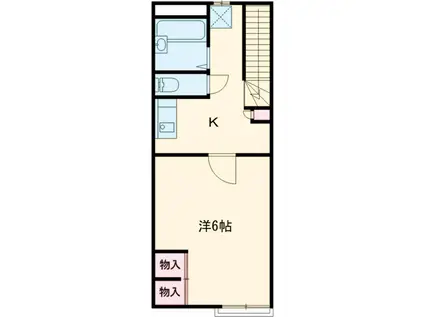 上越線 井野駅(群馬) 徒歩7分 2階建 築22年(1K/2階)の間取り写真