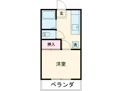 ムラサキハイツB棟(1K/1階)の間取り写真