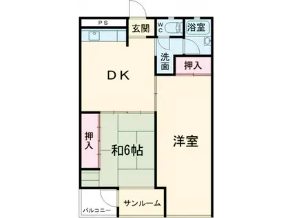 常磐第二ビル(2DK/3階)の間取り写真