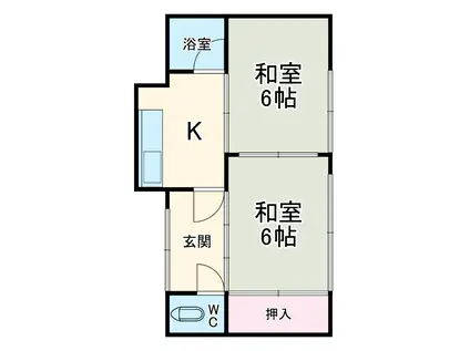 近鉄名古屋線 新正駅 徒歩8分 1階建 築52年(2K)の間取り写真