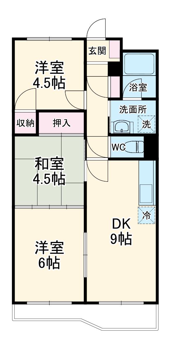 エクセルハイム海宝(3DK/3階)の間取り写真
