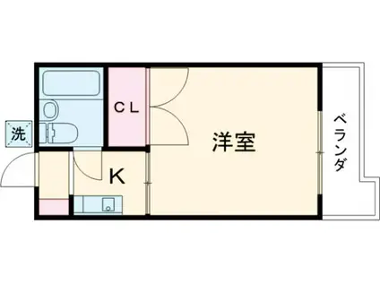 高砂ハイツ(1K/3階)の間取り写真