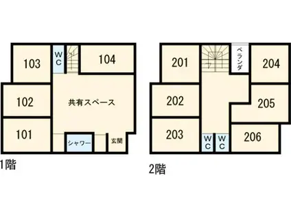 凰荘(ワンルーム/2階)の間取り写真