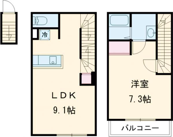カインドネス柴又(1LDK/2階)の間取り写真