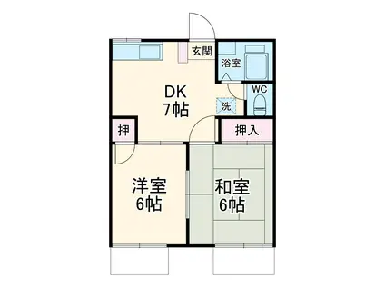 フォーブル南林間1(2DK/2階)の間取り写真