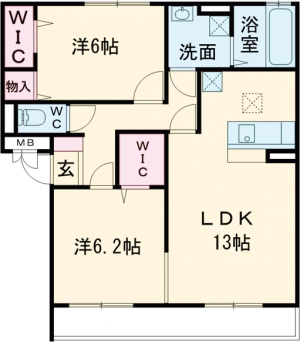 アモール(2LDK/2階)の間取り写真