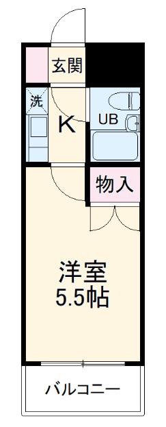 ジョイフル座間(1K/3階)の間取り写真
