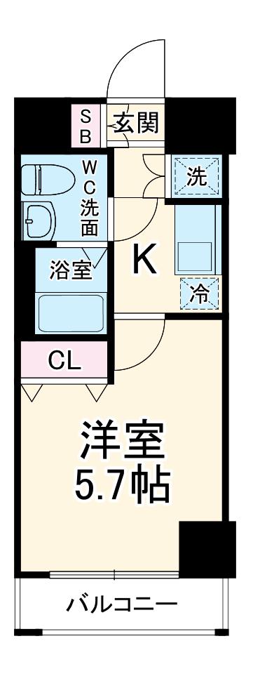 スパシエ横浜大通公園(1K/9階)の間取り写真