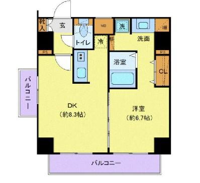 プレール・ドゥーク高円寺(1DK/5階)の間取り写真