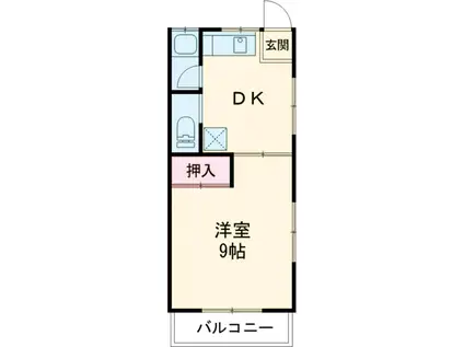 ヴィラ花みずきⅡ(1DK/2階)の間取り写真