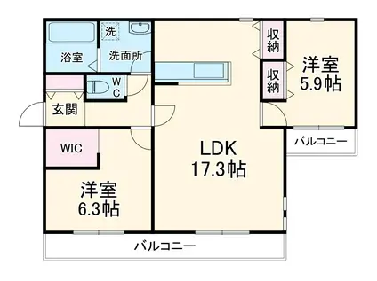 ナルチガサキ(2LDK/2階)の間取り写真