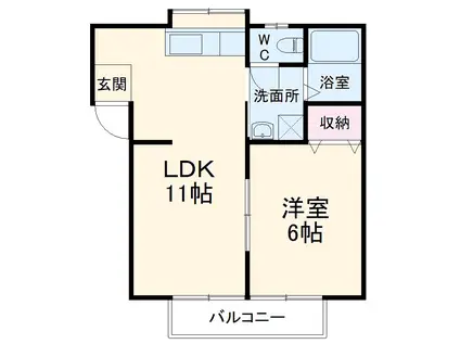 サンモリッツハイツB(1LDK/1階)の間取り写真