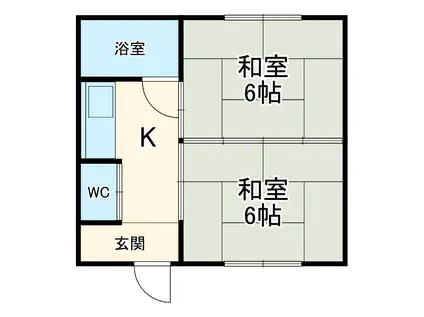 東海道本線 沼津駅 徒歩39分 2階建 築49年(2K/1階)の間取り写真