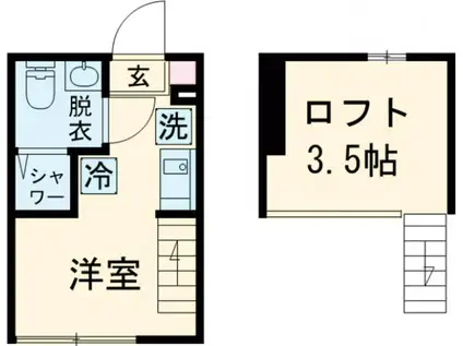 ハーモニーテラス西亀有Ⅱ(ワンルーム/2階)の間取り写真