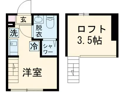 ハーモニーテラス西亀有Ⅱ(ワンルーム/2階)の間取り写真