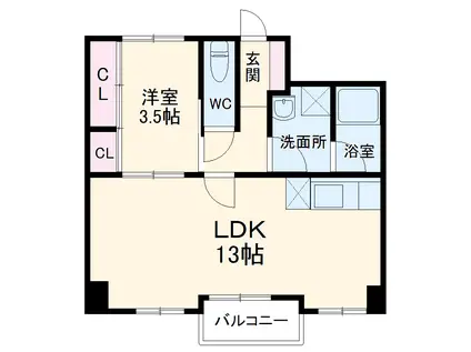 ロイヤルコーポ(1LDK/4階)の間取り写真