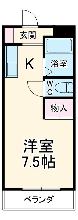 若鳩ハイツ(ワンルーム/2階)の間取り写真