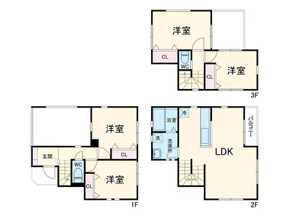 京浜東北・根岸線 大宮駅(埼玉) 徒歩23分 3階建 築1年(4LDK)の間取り写真