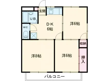 キャピタルノース(3DK/1階)の間取り写真