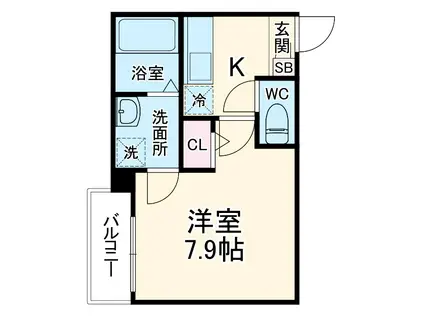 ジーメゾン埼玉本郷町プリミア(1K/2階)の間取り写真