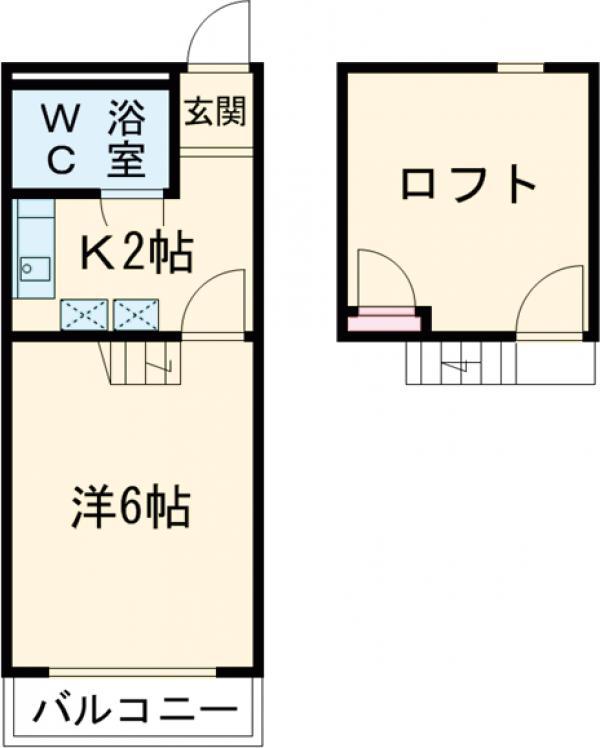 ドリーミーロード玉村B棟(1K/2階)の間取り写真