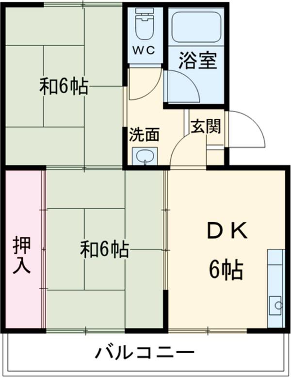 第2末広ハイツ(2DK/1階)の間取り写真