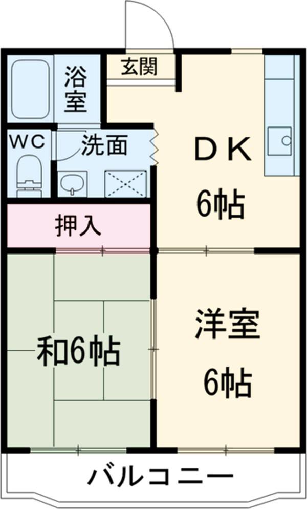 プラサート90(2DK/1階)の間取り写真