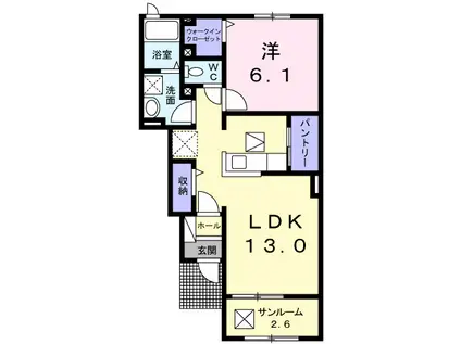エアフォルク(1LDK/1階)の間取り写真