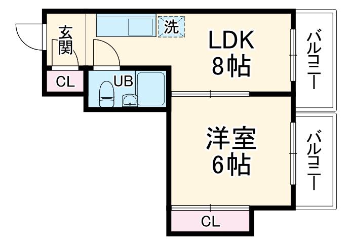 パークス熊谷(1LDK/8階)の間取り写真