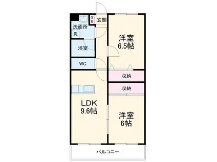 シャドーヒルⅡ(2LDK/2階)の間取り写真
