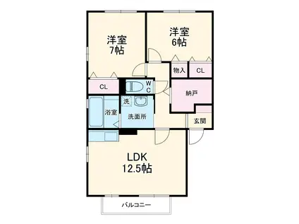 ラ・ベルメゾン・グラース(2LDK/2階)の間取り写真